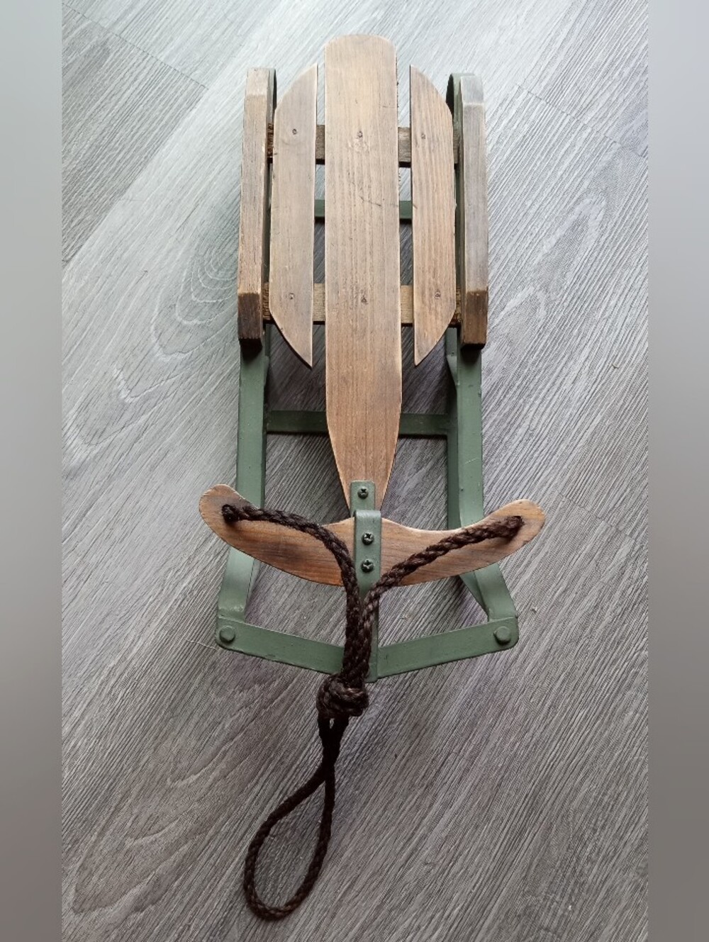 Rustic Wooden Sled Wall Accent in Green and Brown - Decorative Home Accent